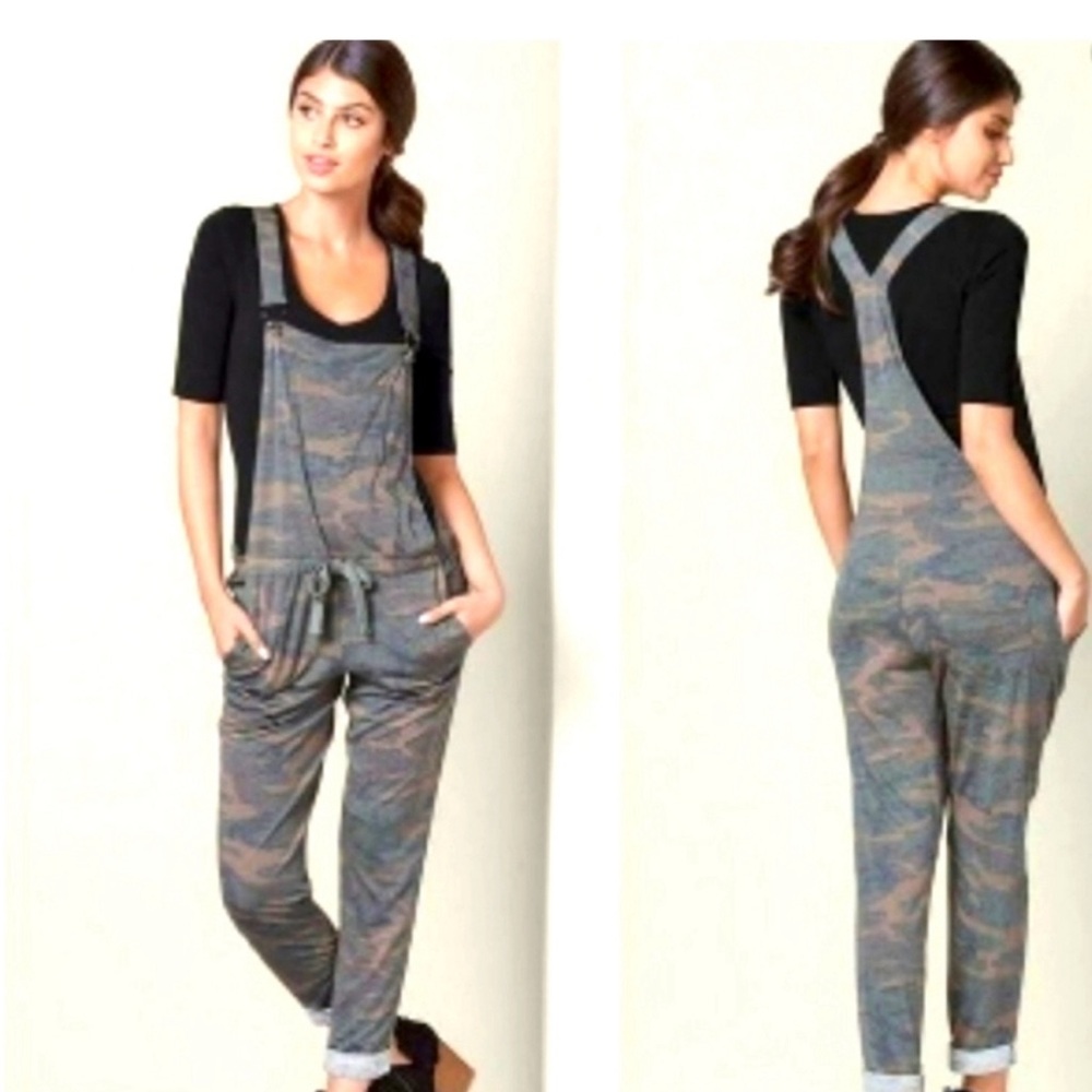Venus Camo Terry Cloth Drawstring Overalls with Pockets
